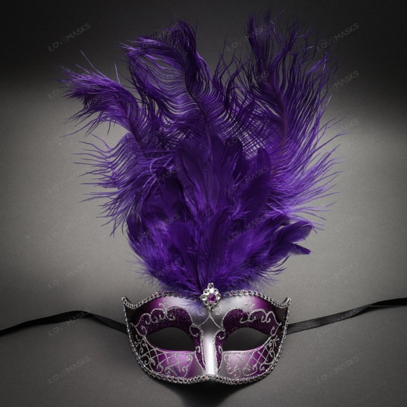 Pegasus Horses & Purple Feather Couple Eyes Masks - Picture 4 of 5